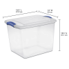 27 Quart Clear Plastic Storage Container with Latch Lid, Blue