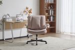 Leather Criss Cross Chair with Flip-Up Armrests, Cross Legged Office Chair on Wheels
