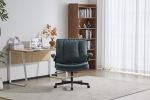 Leather Criss Cross Chair with Flip-Up Armrests, Cross Legged Office Chair on Wheels