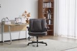 Leather Criss Cross Chair with Flip-Up Armrests, Cross Legged Office Chair on Wheels