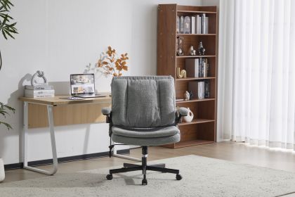 Leather Criss Cross Chair with Flip-Up Armrests, Cross Legged Office Chair on Wheels (Color: LGN)