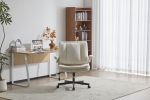 Leather Criss Cross Chair with Flip-Up Armrests, Cross Legged Office Chair on Wheels