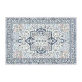 1PC Bohemian Vintage Watercolor Doormat - Non-Slip Soft Rug, Stain-Resistant Washable Mat for Entryway, Kitchen, Living Room, Laundry & Bathroom (colour: KSX-5-7-4, size: 5*7ft/153*214cm)