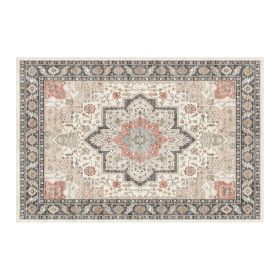 1PC Bohemian Vintage Watercolor Doormat - Non-Slip Soft Rug, Stain-Resistant Washable Mat for Entryway, Kitchen, Living Room, Laundry & Bathroom (colour: KSX-5-7-9, size: 5*7ft/153*214cm)