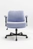 Criss Cross Chair with Wheels and Flip Arms-Comfy Fabric Cross Legged Office Chair with Thick Cushion&Wide Seat