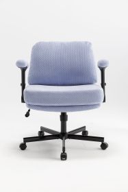 Criss Cross Chair with Wheels and Flip Arms-Comfy Fabric Cross Legged Office Chair with Thick Cushion&Wide Seat (Color: Purple)