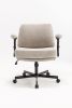 Criss Cross Chair with Wheels and Flip Arms-Comfy Fabric Cross Legged Office Chair with Thick Cushion&Wide Seat