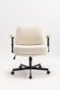 Criss Cross Chair with Wheels and Flip Arms-Comfy Fabric Cross Legged Office Chair with Thick Cushion&Wide Seat