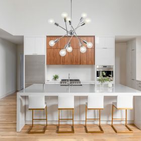 Sputnik Chandelier Modern Black/Brushed Nickel/Chrome Chandelier Mid Century Ceiling Lighting Fixtures 10 Lights E26 for Living Room, Kitchen Island (Color: Brushed Nickel)