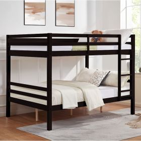 Full over Full Bunk Bed with Thick Posts,Wooden Bunk Bed with High Guardrail and Ladder for Kids, Teens, Dorm Rooms, and Guest Rooms (Main Material: Wood, Main Color: Espresso)