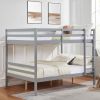 Full over Full Bunk Bed with Ladder,Wooden Bunk Bed with High Guardrail and Ladder for Kids, Teens, Dorm Rooms, and Guest Rooms,No Box Spring Needed