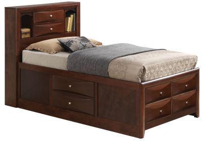 Stylish Twin Storage Bed In Cherry Wood (Color: as Pic)