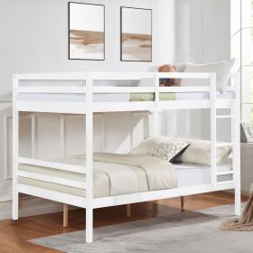 Full over Full Bunk Bed with Ladder,Wooden Bunk Bed with High Guardrail and Ladder for Kids, Teens, Dorm Rooms, and Guest Rooms,No Box Spring Needed (Main Material: Wood, Main Color: White)