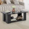 Large 41 Inch 2-tier Wooden Modern Coffee Table with Storage Shelf living room table