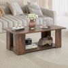 Large 41 Inch 2-tier Wooden Modern Coffee Table with Storage Shelf living room table