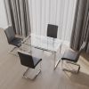 51 inch Glass Dining Table Set for 4, Dining Table & Chair Sets with Silver Plating Legs for Kitchen