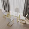 51 inch Glass Dining Table Set for 4, Dining Table & Chair Sets with Silver Plating Legs for Kitchen