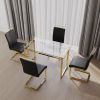 51 inch Glass Dining Table Set for 4, Dining Table & Chair Sets with Silver Plating Legs for Kitchen
