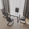 51 inch Glass Dining Table Set for 4, Dining Table & Chair Sets with Silver Plating Legs for Kitchen