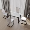 51 inch Glass Dining Table Set for 4, Dining Table & Chair Sets with Silver Plating Legs for Kitchen