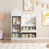 Kids Wooden Bookshelf Toy Storage Organizer with Bookcase, Kid's Storage Unit with 6 Compartments, Children Multi Shelf for Books, Toys Shelf