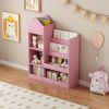 Kids Wooden Bookshelf Toy Storage Organizer with Bookcase, Kid's Storage Unit with 6 Compartments, Children Multi Shelf for Books, Toys Shelf