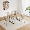 55" MDF Wood Colour Dining Table and Modern Dining Chair Set of 4, Mid Century Wooden Kitchen Table Set, Metal Base & Legs