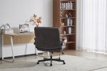 Leather Criss Cross Chair with Flip-Up Armrests, Cross Legged Office Chair on Wheels