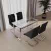 51 inch Glass Dining Table Set for 4, Dining Table & Chair Sets with Silver Plating Legs for Kitchen