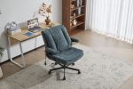 Leather Criss Cross Chair with Flip-Up Armrests, Cross Legged Office Chair on Wheels