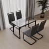 51 inch Glass Dining Table Set for 4, Dining Table & Chair Sets with Silver Plating Legs for Kitchen