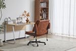 Leather Criss Cross Chair with Flip-Up Armrests, Cross Legged Office Chair on Wheels