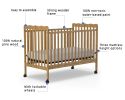 4-in-1 Convertible Baby Crib, Wood Full Size Toddler Bed with Locking Wheels, Non-Toxic Finish