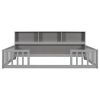 Full Floor Bed with Side Bookcase,Shelves,Guardrails,Grey