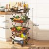 Foldable storage trolley with wheels, home storage basket, removable fruit and vegetable storage basket