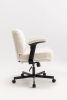 Criss Cross Chair with Wheels and Flip Arms-Comfy Fabric Cross Legged Office Chair with Thick Cushion&Wide Seat