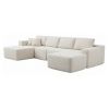 134" Modern Minimalist Modular Sectional Couch with Ottoman, Comfort L Shaped Sofa for Living Room, No Assembly Required