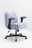 Criss Cross Chair with Wheels and Flip Arms-Comfy Fabric Cross Legged Office Chair with Thick Cushion&Wide Seat