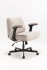 Criss Cross Chair with Wheels and Flip Arms-Comfy Fabric Cross Legged Office Chair with Thick Cushion&Wide Seat