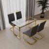 51 inch Glass Dining Table Set for 4, Dining Table & Chair Sets with Silver Plating Legs for Kitchen