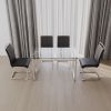 51 inch Glass Dining Table Set for 4, Dining Table & Chair Sets with Silver Plating Legs for Kitchen