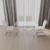 51 inch Glass Dining Table Set for 4, Dining Table & Chair Sets with Silver Plating Legs for Kitchen
