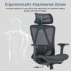 Ergonomic High Back Mesh Office Chair with Adjustable Headrest & Lumbar Support, Breathable Mesh Desk Chair with Padded Seat