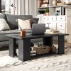 Large 41 Inch 2-tier Wooden Modern Coffee Table with Storage Shelf living room table