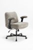 Criss Cross Chair with Wheels and Flip Arms-Comfy Fabric Cross Legged Office Chair with Thick Cushion&Wide Seat