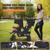 VEVOR Double Stroller, Foldable Lightweight Twin Stroller with Tandem Seating, Adjustable Backrest/Footrest, Wrap-Around Safety Harness