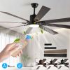 72" Walnut LED Ceiling Fan Light with 8 Wooden Blades, Remote Control, Adjustable Color Temperature for Living Room, Bedroom