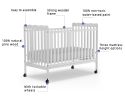 4-in-1 Convertible Baby Crib, Wood Full Size Toddler Bed with Locking Wheels, Non-Toxic Finish
