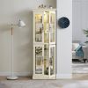 Lighted Glass Curio Display Cabinet,Display Cabinet,Glass Storage Cabinet Glass Wine cabinet Wood Frame Toy Display for Living Room, Kitchen