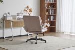 Leather Criss Cross Chair with Flip-Up Armrests, Cross Legged Office Chair on Wheels